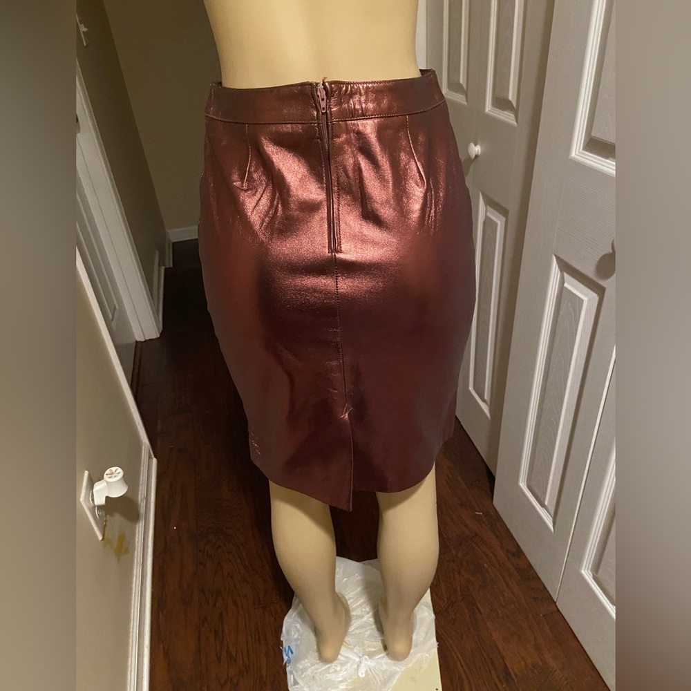 Genuine leather sparkly bronze skirt